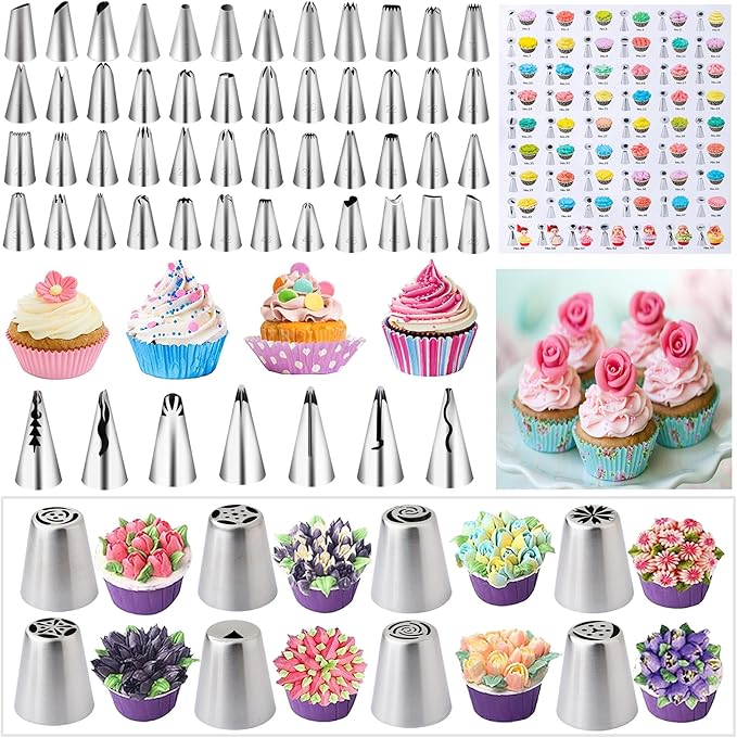 Nifogo Cake Decorating Supplies Kit Tools 356pcs, Baking Accessories with Cake Turntable, Pastry Piping Bag, Piping Icing Tips for Beginners