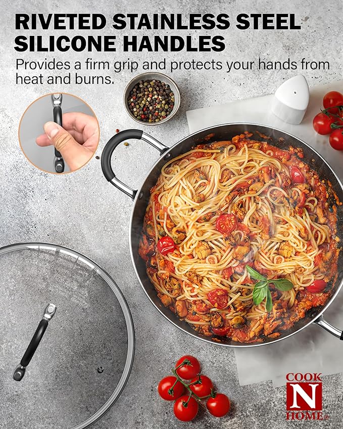 Cook N Home Pots and Pans Nonstick Kitchen Cookware Sets include Saucepan Frying Pan Stockpots 8-Piece, Heavy Gauge, Stay Cool Handle, Marble