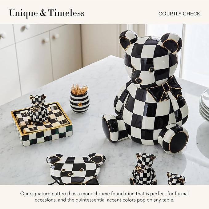 MACKENZIE-CHILDS Courtly Bear Cookie Jar, Cute Cookie Jar for Kitchen or Dining Room