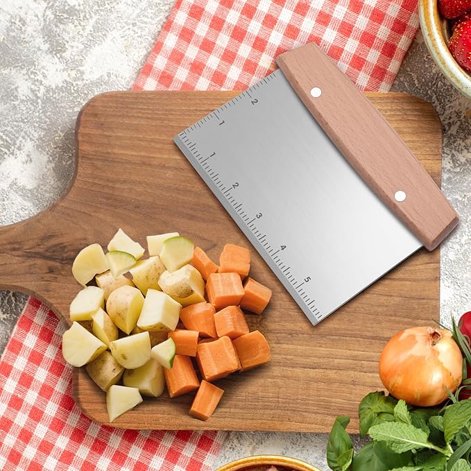 Flyisland Griddle Scraper for Blackstone, Heavy Duty Stainless Steel Grill Scraper,Dough Scraper Cutter for Bread and Pizza Cutter, Griddle Scraper Chopper Multipurpose Kitchen Utensil