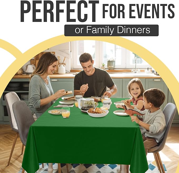Party Solids 66% Thicker Premium Plastic Table Cloth Rectangle Table Cover 0.5 Mil 12 Pack Emerald Green Table Cloth 54 Inch x 108 Inch Disposable Tablecloth Won't Tear Easily Like Cheap Thin Brands