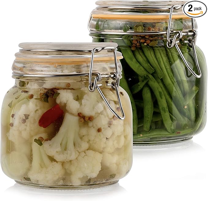 Galashield Glass Jars with Lids 24 oz Food Storage Jars with Airtight Lids Leak Proof Glass Canisters Kitchen Jars [Set of 2]