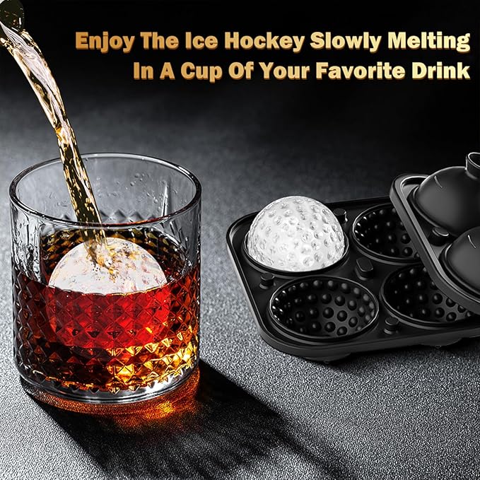 2 Pack Golf Ball Ice Cube Mold 2.1 Inch Large Silicone Golf Ball Ice Cube Molds Fun Shapes Craft Sphere Ice Molds Christmas Gifts for Men and Women Cocktails, Bourbon, Brandy, Whiskey(2, Golf Ball)