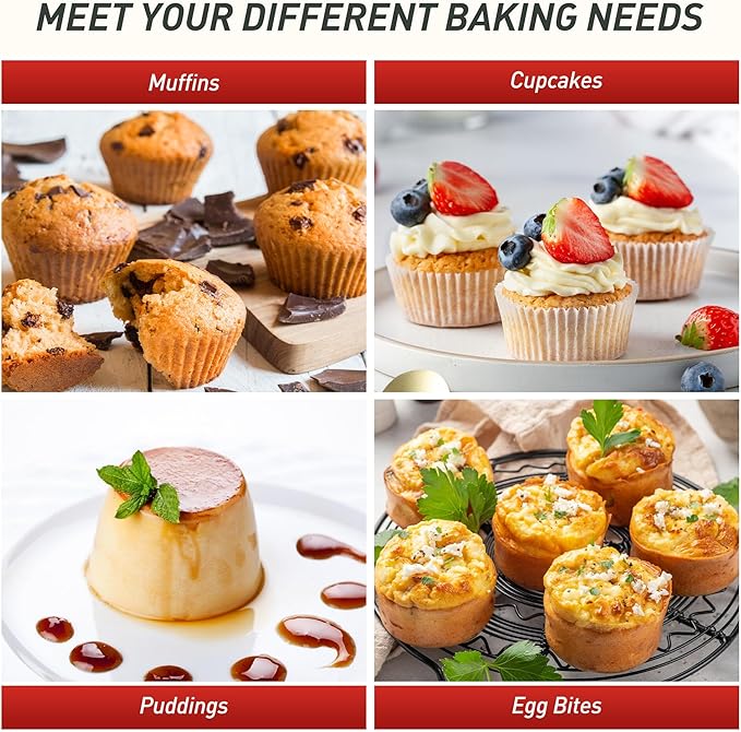12 Cups Silicone Muffin Pan with Metal Reinforced Frame Regular Size Cupcake Pan Tray Egg Bites Silicone Circle Cookie Molds Muffin Tin Tart Pans Baking Sheet Set for Breakfast Sandwiches