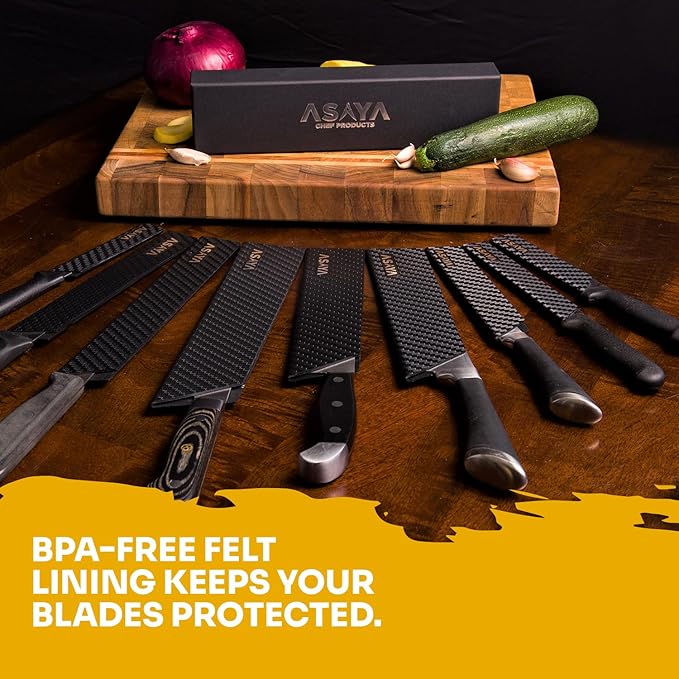 Asaya Professional Knife Edge Guards -Universal Blade Covers - Extra Strength, ABS Plastic and BPA-Free Felt Lining, non-Toxic and Food Safe - Knives Not Included (6Pcs)