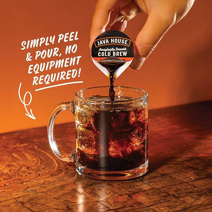 JAVA HOUSE Cold Brew Coffee, Dark Roast Coffee Concentrate Liquid Pods - 1.35 Fluid Ounces (6 count liquid pods per box) Enjoy Hot Or Iced (Sumatran, 6 boxes x 6 pods = 36 Count)