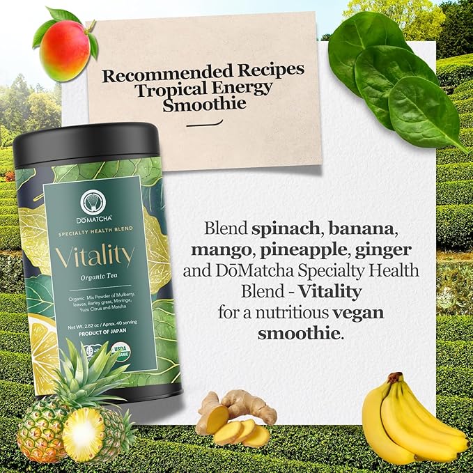 DoMatcha Vitality Blend - Green Mix 2.82 oz - Superfood Blend for Unique Smoothies - Nature's Vibrant Mix - Crafted with 100% Organic Ingredients