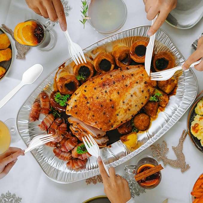 Extra Heavyduty Compostable Forks [500 Count,7In] Disposable Cutlery No Plastic Forks Large Biodegradable Utensils Eco Friendly Silverware for Party,BBQ,Daily Use [With Tote]