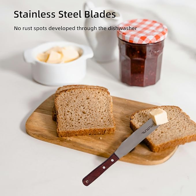 Straight Icing Spatula Stainless Steel Baking Set of 6", 8" & 10" Wooden Handle Cake Decorating Frosting Spatulas