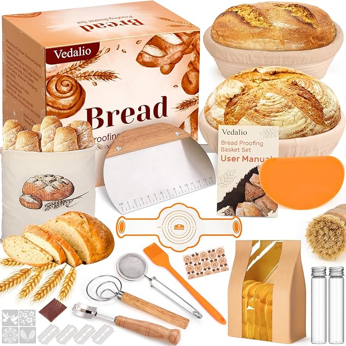 Sourdough Starter Kit, Sourdough Bread Baking Supplies, Sourdough Kit for Modern Home and Kitchen, Sourdough Bread Basket, Sour Dough Kit, Bread Making Tools Kit Gifts for Bakers Women Wife Mom