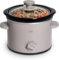 COOK WITH COLOR 2QT Mini Electric Round Slow Cooker - Adjustable Settings, Removable Stoneware Pot, Tempered Glass Lid, Dishwasher Safe, Cool-Touch Side Handles, Greige