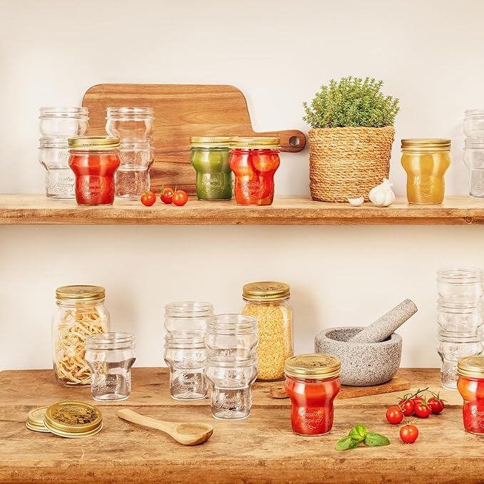 Bormioli Rocco Quattro Stagioni Stacking Jar - 9.25 Oz Glass Jar - Nestable & Stackable, Wide‑Mouth for Canning, Serving & Storing - Dishwasher & Freezer‑Safe Glass Container, Made in Italy