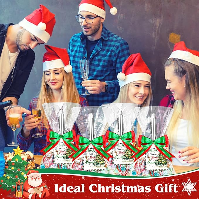 12 Set Christmas Whisk Gifts for Neighbor, Christmas Baking Supplies Include Silicone Whisks Greeting Card Ribbon and Plastic Bag Xmas Cooking Utensils for Neighbor Employee Stocking Stuffers Ideas