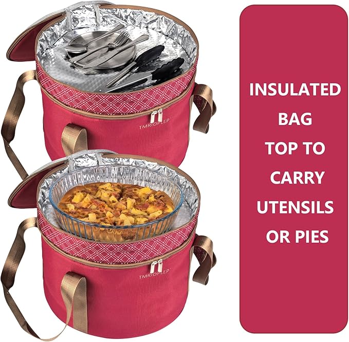 12 Inch Cake carrier Container with Lid and Handles Includes Insulated Bag for Safe Transportation of Buttercream Doesn't Melt Easy for Cakes, Pies and Cupcakes (Red)