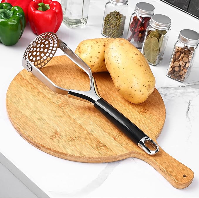Joyoldelf Heavy Duty Stainless Steel Potato Masher, Folding Masher Kitchen Tool & Food Masher/Potato Smasher, Perfect for Avocado, Bean, Vegetable, Fruits, Baby Food, Meat