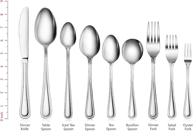 New Star Foodservice 58543 Bead Pattern, 8/0 Teaspoon, 6.3-Inch Set of 12