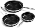 Innerwell Nonstick Frying Pan Set,8 Inch&9.5 Inch&11 Inch Tri-Ply Hybrid Stainless Steel Ceramic Frying Pans Kitchen Cooking Pan Skillet 3 Piece PFAS/PFOA/PTFE Free,Dishwasher & Oven Safe