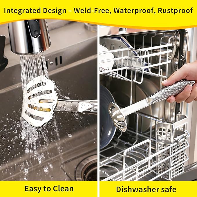 Fish-Shaped Potato Masher & Potato Smasher – Effortless Stainless Steel Potato Ricer with Ergonomic One-Piece Non-Slip Handle, Break-Resistant Masher Kitchen Tool for Potatoes, Avocados, Eggs & More