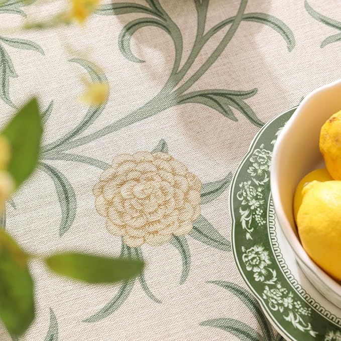 patdrea Designer French Linen Table Cloth for Rectangle Table,Vintage Fall Decorative Tablecloth,Floral Decoration Cover for Kitchen Dining Christmas,Tea Party,Thanksgiving,55"x71"-Littledaisy