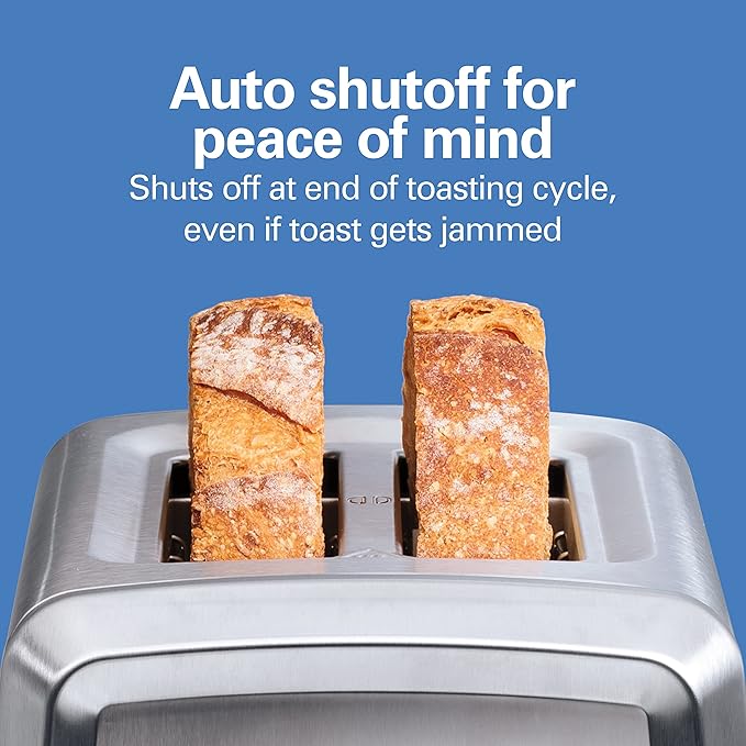 Hamilton Beach 2 Slice Toaster with Extra-Wide Slots, Bagel Setting, Toast Boost, Slide-Out Crumb Tray, Auto-Shutoff & Cancel Button, Defrost Function, Stainless Steel (22794) (Pack of 2)