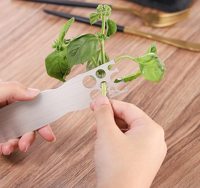 Herb Stripper Stainless Steel Kitchen Herb Leaf Stripping Tool Metal Herb Pealer LooseLeaf Kale Razor for Kale, Chard, Collard Greens, Thyme, Basil, Rosemary