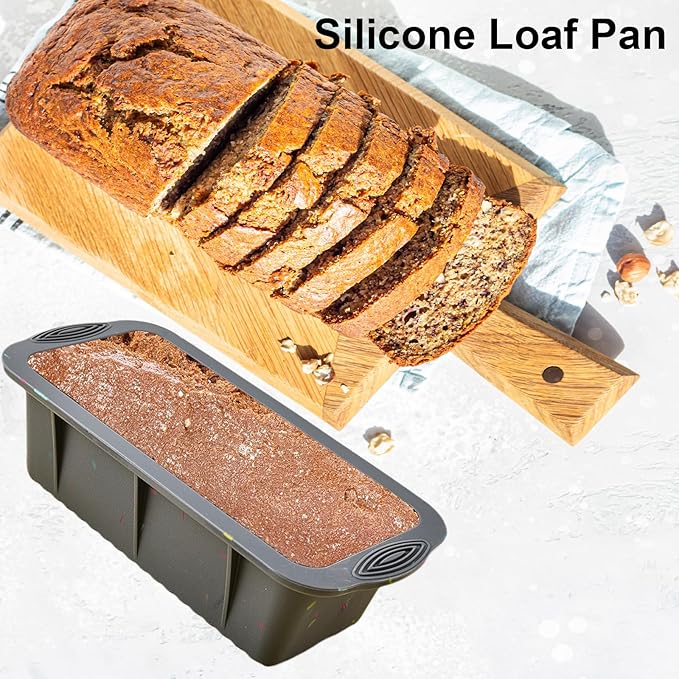 Silicone Bread Loaf Pan Set of 2, Non-Stick Easy Release Rectangle Cake Bakeware, BPA Free, For Oven, Homemade Bread, Toast, Brownie, Meatloaf