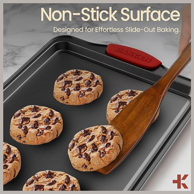18-Piece Kitchen Oven Baking Set: Nonstick Gray Marble Coating, Carbon Steel Bakeware, Silicone Handles, Dishwasher Safe, Professional Quality, PFOA-Free