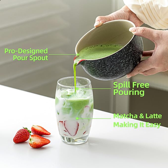TEANAGOO Matcha Whisk Set,10 Pcs Complete Set Black,Matcha Kit for Ceremony,Matcha Tea Set with Tray,Matcha Whisk Set and Ceramic Bowl with Scoop&Sifter&Powder Jar,Gift for Matcha Lover
