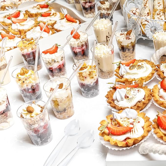 SACATR 100 Count Plastic Spoons,Heavy Plastic Silverware,Premium Disposable Spoons, BPA-Free, Heat Resistant, Suitable for Parties, Events and Everyday Use