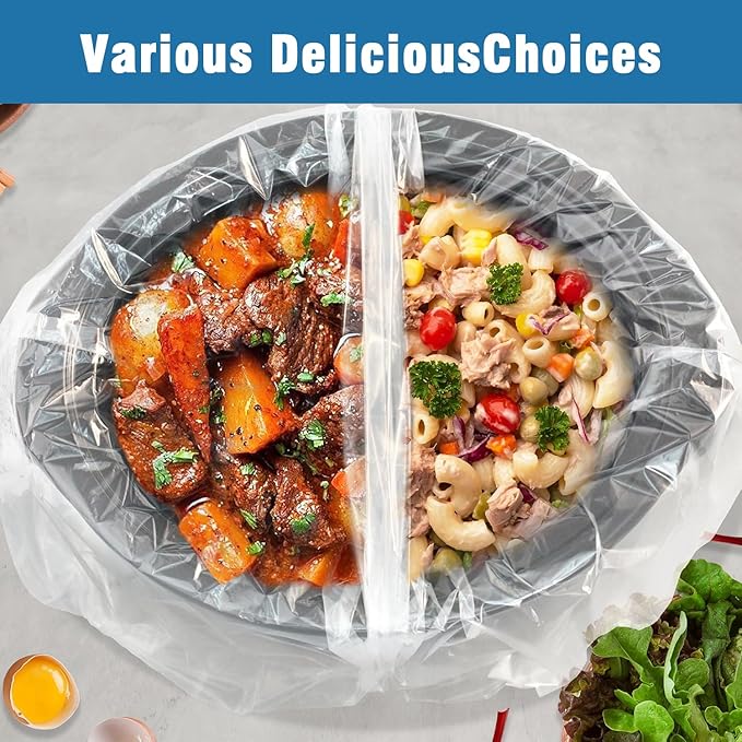 Slow Cooker Liners, 13“ x 21” 20 Cooking Bags, Large Disposable Pot Liners, Fits 3QT to 8QT Slow Cooker Cooking Plates, Multi-Purpose Durable Liner Plastic Bags, BPA Free (1 Pack)