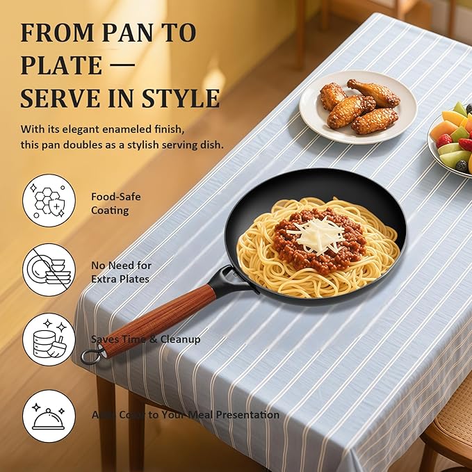 YUTANN 8 Inch Cast Iron Skillet, Pre-Seasoned Frying Pan with Diamond-Textured for Oil-Saving Cooking, Nonstick & Non-Toxic, PFAS/PFOA-Free, Easy to Clean