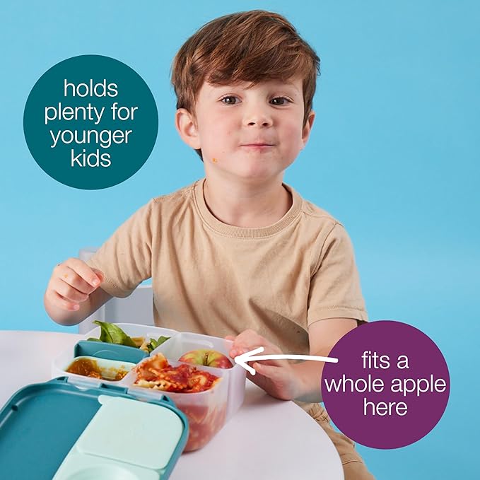 b.box Mini Lunch Box, Bento Box for Kids, Snack Container with 2 Leak Proof Compartments, Reusable Snack Containers with Lids, Kids Lunch Boxes Ages 3+, BPA Free, 4 1/4 Cup Capacity (Graphite)