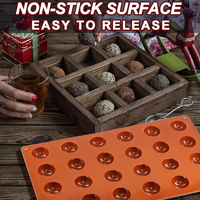 Mini 24-Cavity Semi Sphere Silicone Molds Non-Stick, 2 Packs Half Sphere Silicone Baking Molds for Making Jelly, Chocolates and Cake