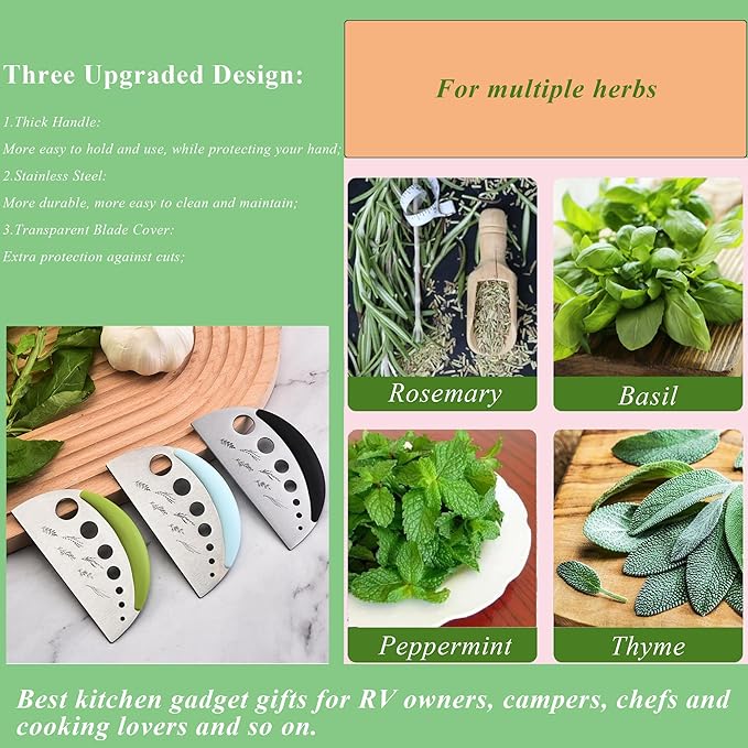 Herb Stripper and Herb Cutter 2 in 1,Herb Stripping Tool Herb Chopper Cilantro Chopper Best Kitchen Gadgets Presents for RV Owners Campers Chefs and Cooking Lovers,1PCS,Blue,Stainless Steel