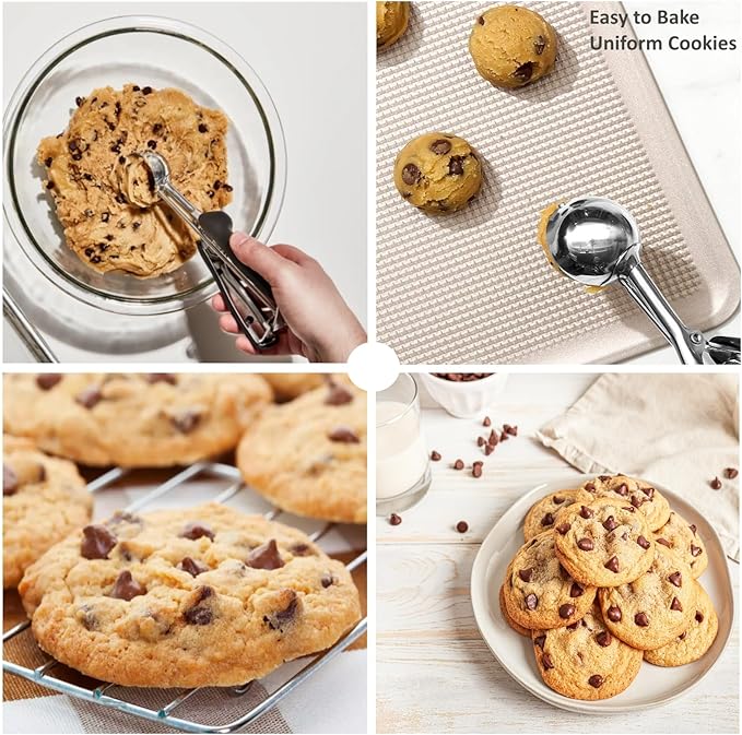 Cookie Scoop, Ice Cream Scoop, 1Tbsp/15 ml/0.5oz Cookie Scoops for Baking, 18/8 Stainless Steel Cookie Scooper for Baking, Ice Cream Scooper with Trigger Release, Cookie Dough Scoop with Non-slip Grip