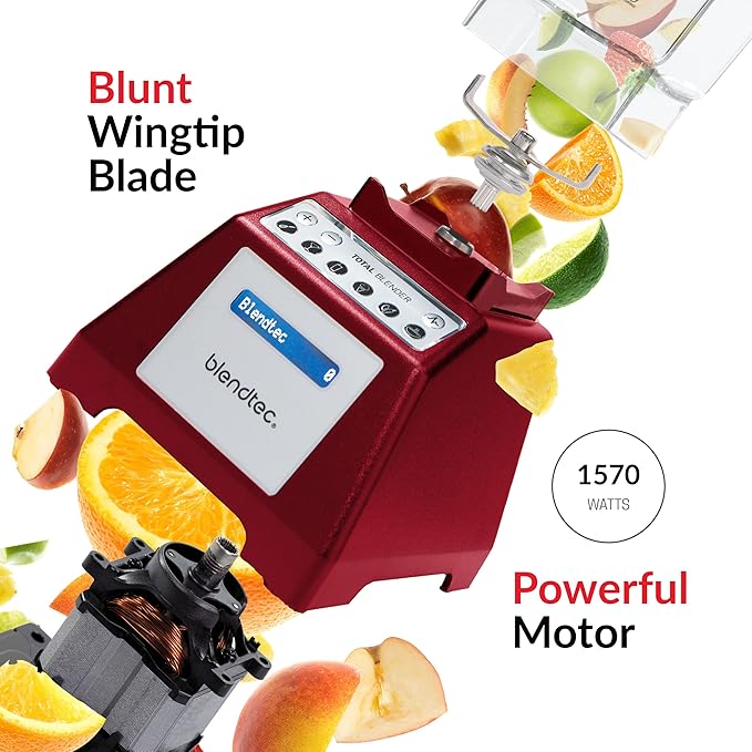 Blendtec Total Classic Original Blender - WildSide+ Jar (90 oz) - Professional-Grade Power - 6 Pre-programmed Cycles - 10-speeds - Red