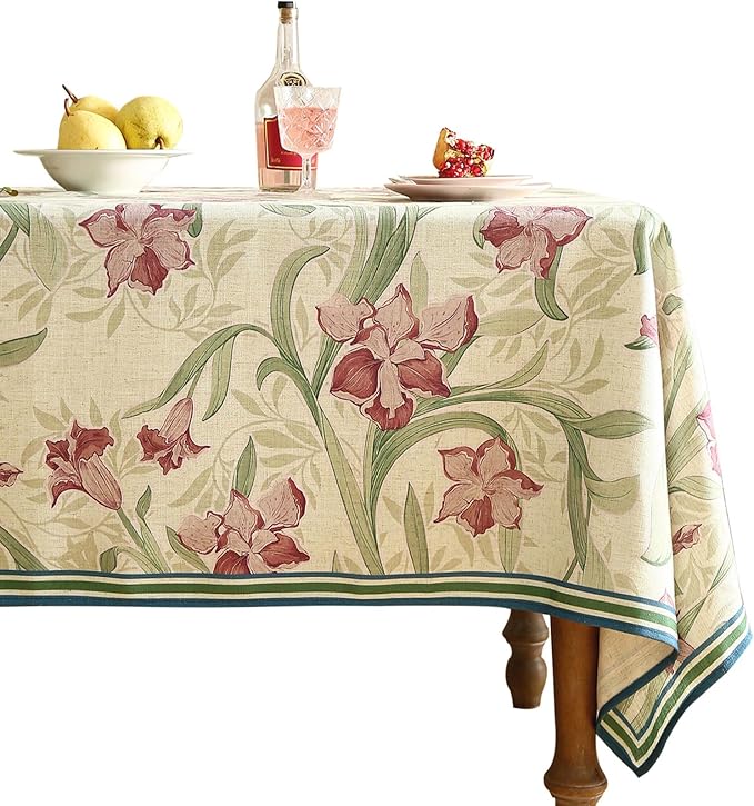 patdrea Designer French Green Small Tablecloth for Square Table,Elegant Violets Pattern Tablecloths,Table Cover Cloth Fall Decor for Kitchen Dining Christmas,Thanksgiving,55"x55"-Tara a