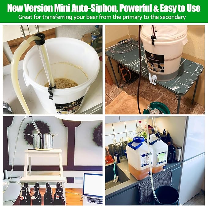 14” Auto Siphon-3/8” Racking Cane, Wine Siphon Pump with 5.5FT Tubing, Auto Siphon Clamp, Cleaning Brush, Airlock for Fermenting with Stoppers & Grommets, Siphoning Kit for Wine Making Homebrew