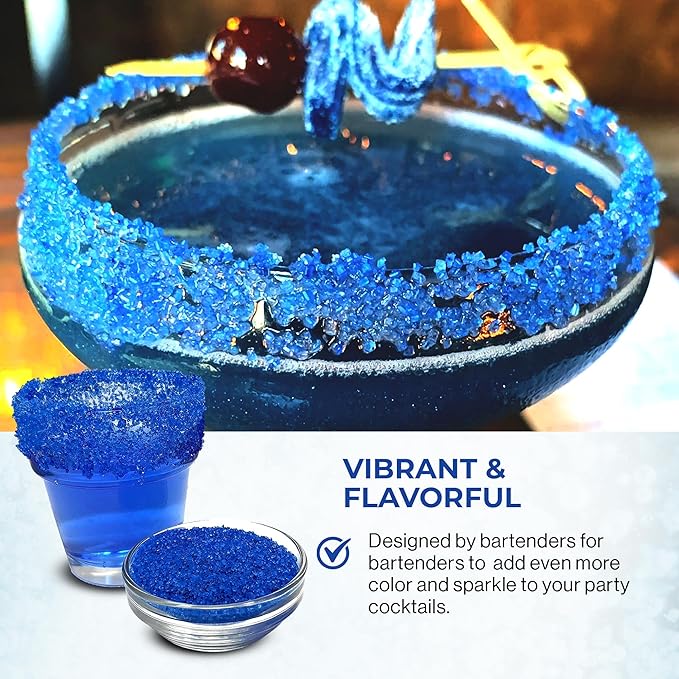 Snowy River Royal Blue, Cocktail & Margarita Sugar Rimmer - Vibrant Color Glass Rimming Sugar with Medium Crystal Texture - 80oz