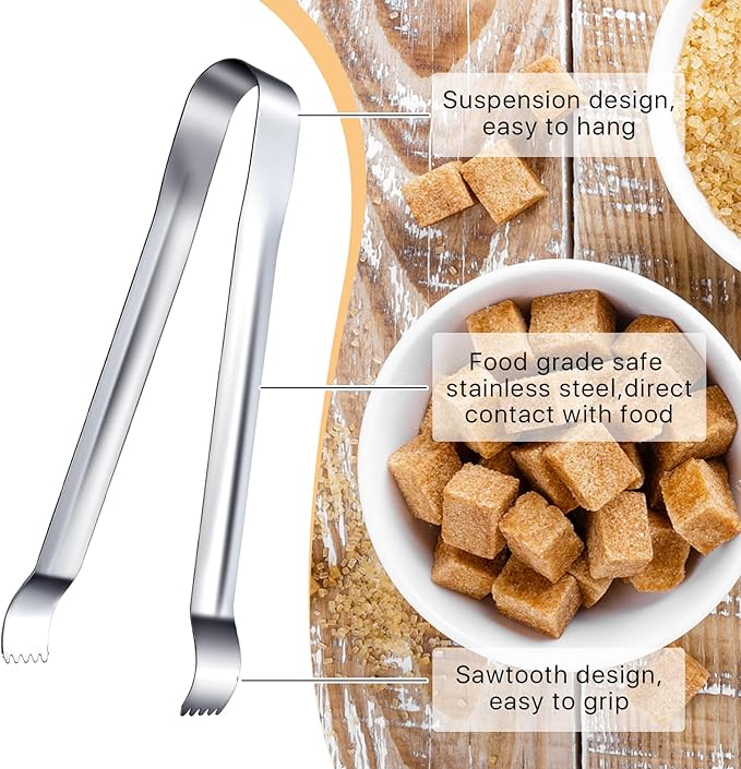 16 Pieces Ice Tongs, 6.5 Inch Ice Tongs for Ice Bucket, Stainless Steel Serving Tongs with Sharp Teeth Make Grabbing Ice Easy, Small Tongs for Serving Food