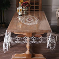 Clear Table Cover Protector Plastic Vinyl Table Cloth with White Lace Pattern Oil Spill Proof Plastic Tablecloths for Dining Tables Parties Holidays (French Lace, 60 x 104 Inches)
