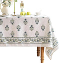 ISAENNE Designer White Linen Long Rectangle Tablecloth,Chinoiserie Floral Elegant Indoor Table Cloth,Fall Stain Proof Decor Tablecloths for Dining Thanksgiving Kitchen,63"*94"-Mosella F