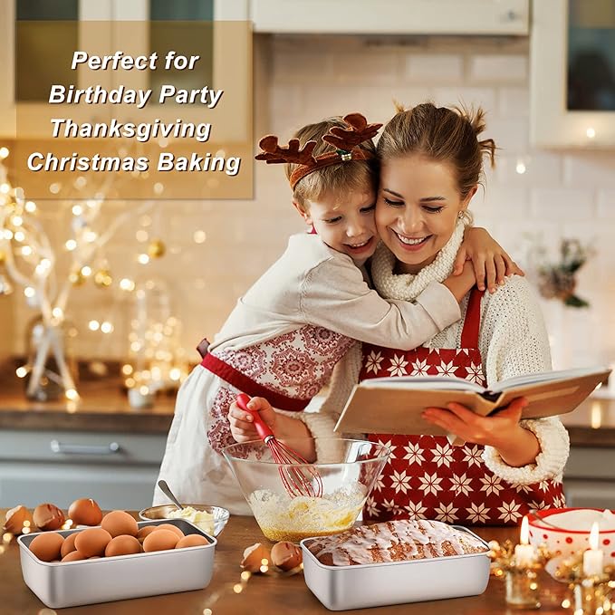 LIANYU 10 Pack Loaf Pans for Baking Bread, 9 x 5 Inch Stainless Steel Bread Loaf Pans for Sourdough, Cake Brownies, Heavy Duty Loaf Tins for Oven, Dishwasher Safe
