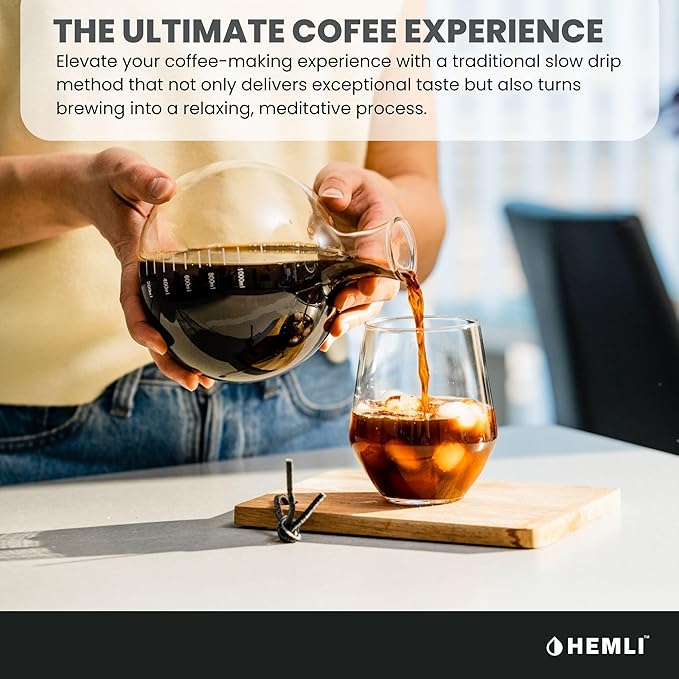 Cold Drip Coffee Maker, Cold Brew Coffee Tower, Slow Drip Japanese Cold Brew Maker, 32 oz, Cold Brew Drip, Ice Coffee Tower (ICT2), Black