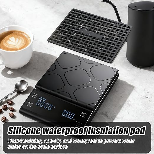Rechargeable Coffee Scale with Timer, 5kg/0.1g Precision Pour Over Drip Espresso Scale for French Press, Digital Kitchen Scale with Auto Tare, Lit LCD Display and Silicone Cover