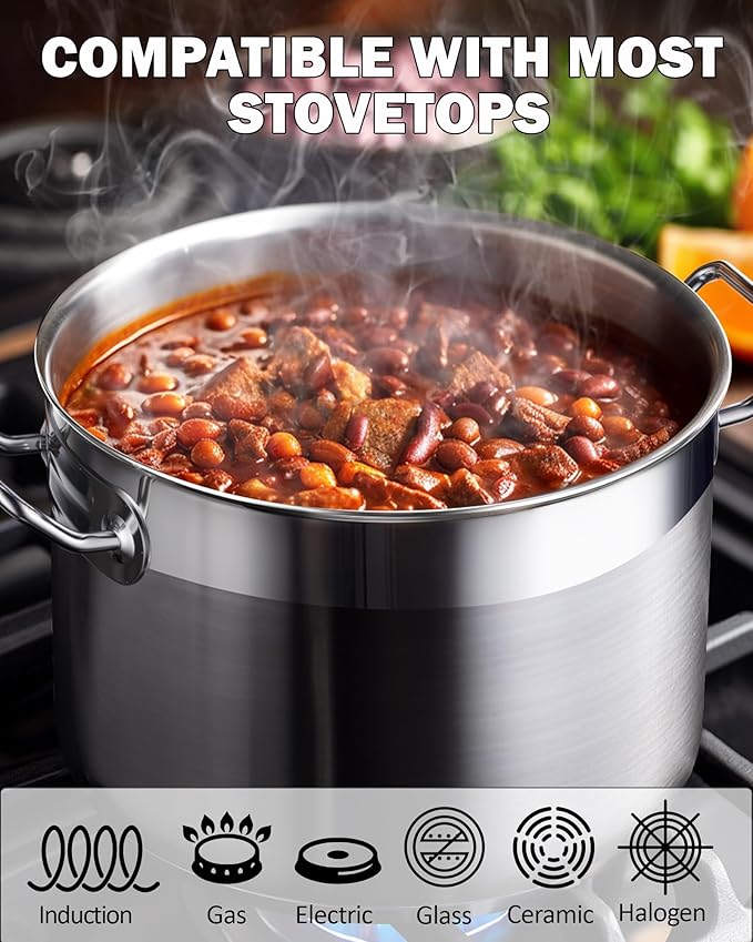 Cooks Standard 02616 Professional Grade Lid 30 Quart Stainless Steel Stockpot, Silver