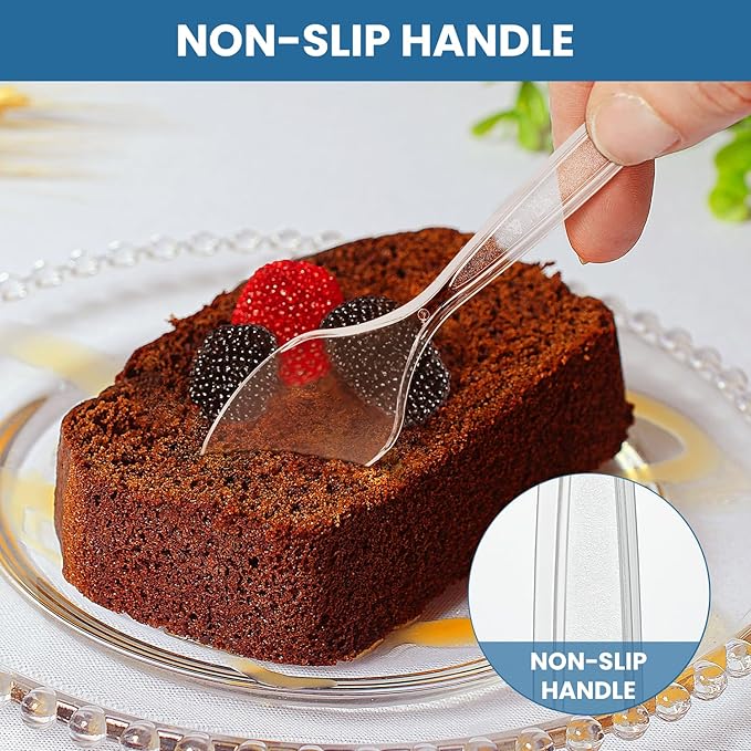 [210 Count] Clear Plastic Utensils 210 Disposable Spoons Silverware Bulk Spoons Bulk Heat Resistant Heavy Duty Silverware