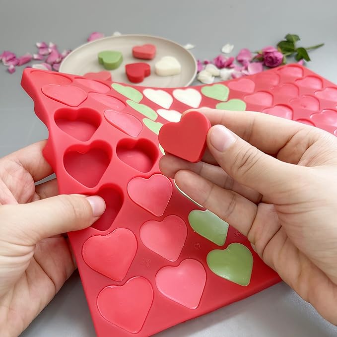 Heart Silicone Candy Molds for Gummy Chocolate, Heart Ice Cube Resin Sheet with Scraper (L)