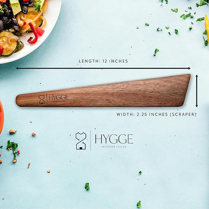 12 inch Wooden Spatula for Cooking, Flipping, Scraping, Turning, Flat Wooden Kitchen Spatula Turner, Flipper for Cast Iron, Skillet, Griddle, Egg Scraper Utensil - Set of 2