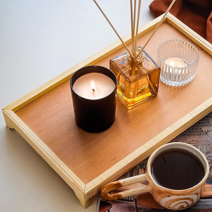 Thick Candle Jars for Making Candles 12 Pcs, 7 OZ Empty Jars with Wood Lids for Candle Making, Sample Container, Matte Black